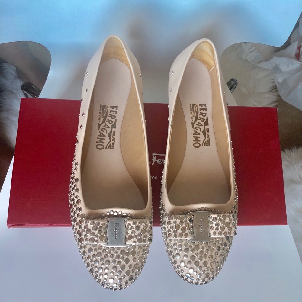 Salvatore Ferragamo Studded Varina Flats